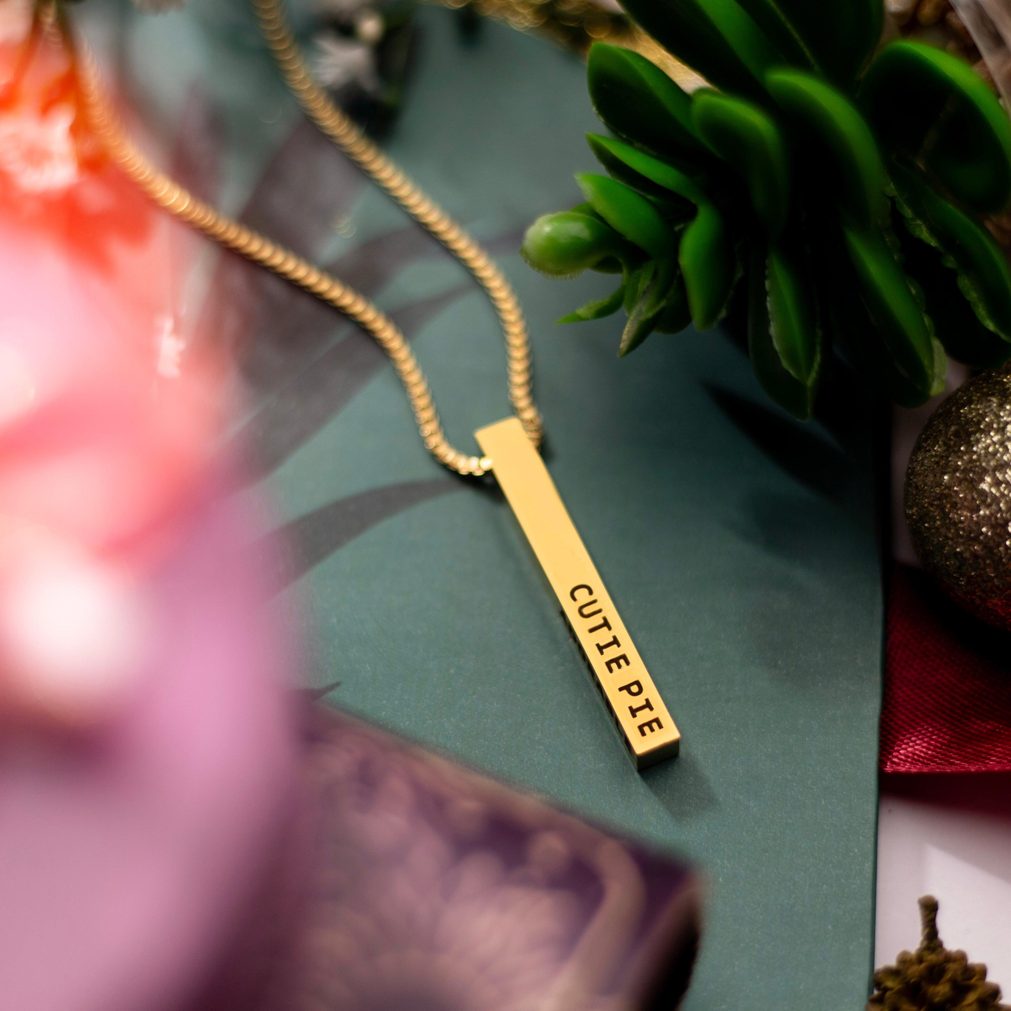 Engraved Name 3D Bar Necklace