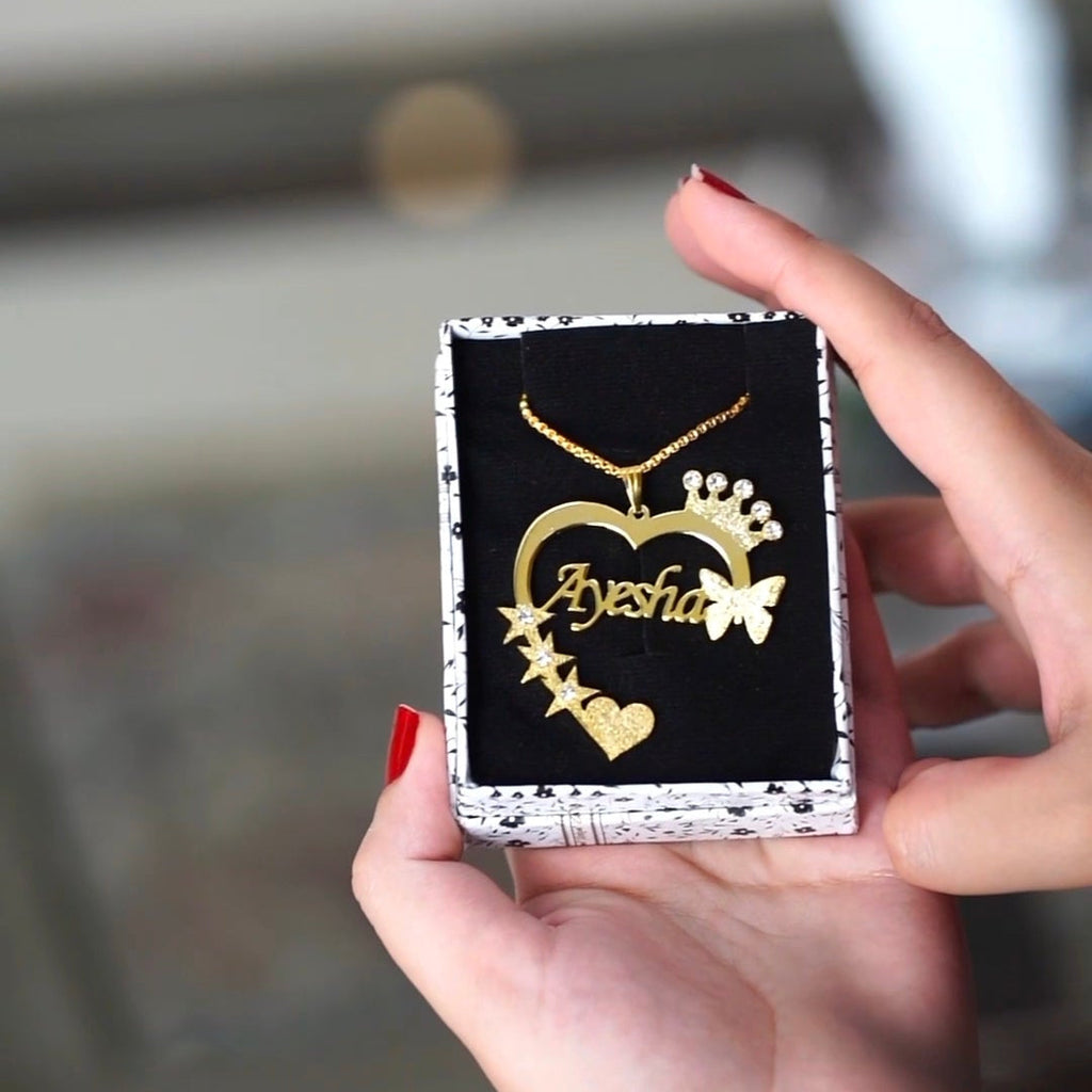 Customise Name Necklace Heart Shape