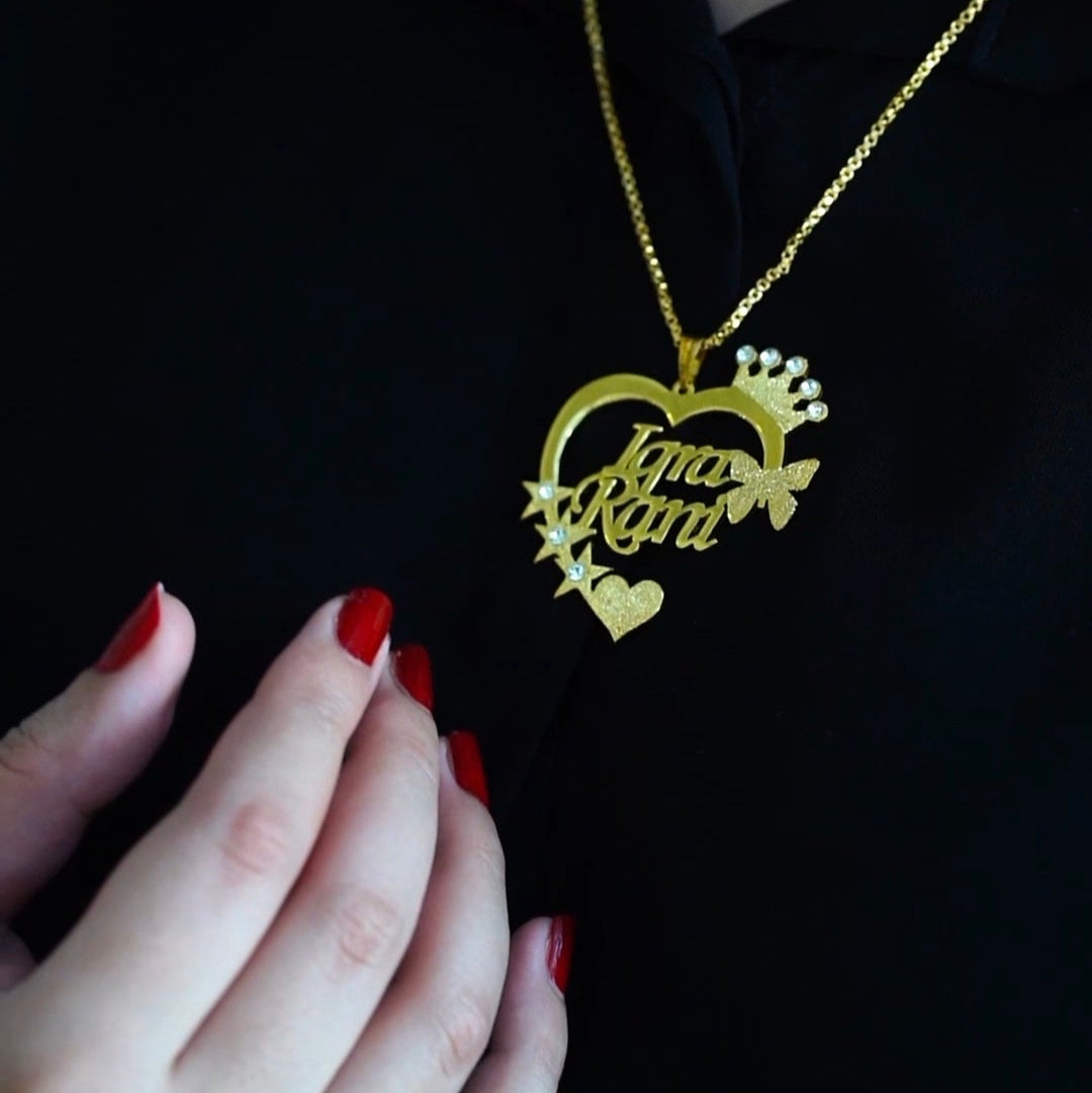 Customise Name Necklace Heart Shape