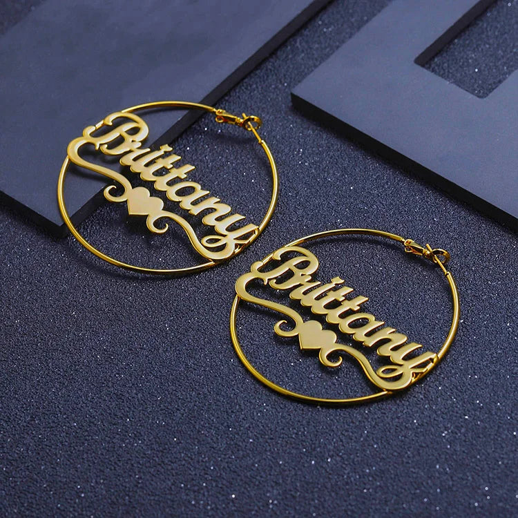 Customize Name Earrings with Heart Design