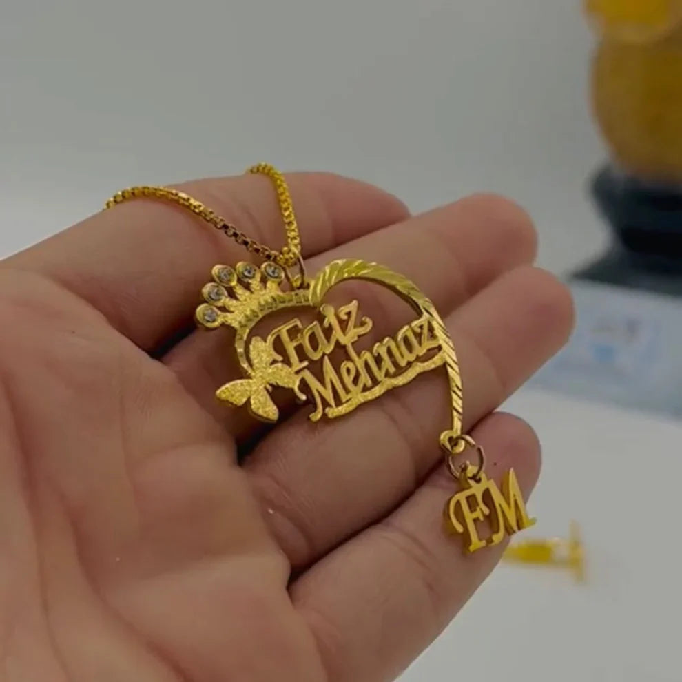 Customize Couple Name Necklace Initial Hanging