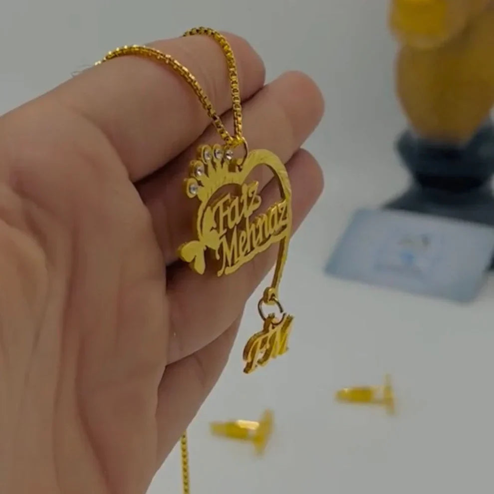 Customize Couple Name Necklace Initial Hanging